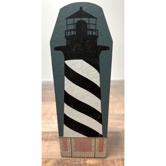 Cats Meow Coastal Lighthouse Decorative Wood Block Sculpture Hatteras Design - Picture 3 of 4